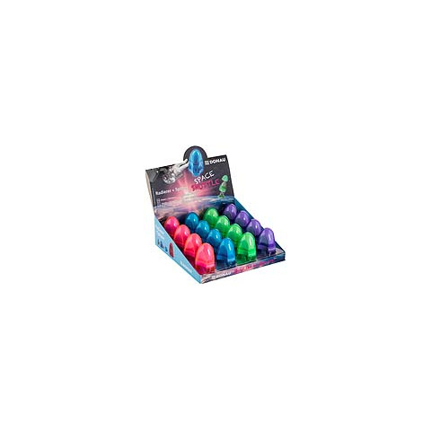 Espositore 16 gomme-temperamatite a 2 fori 2-in-1 Donau a forma di astronave in colori assortiti  16 -